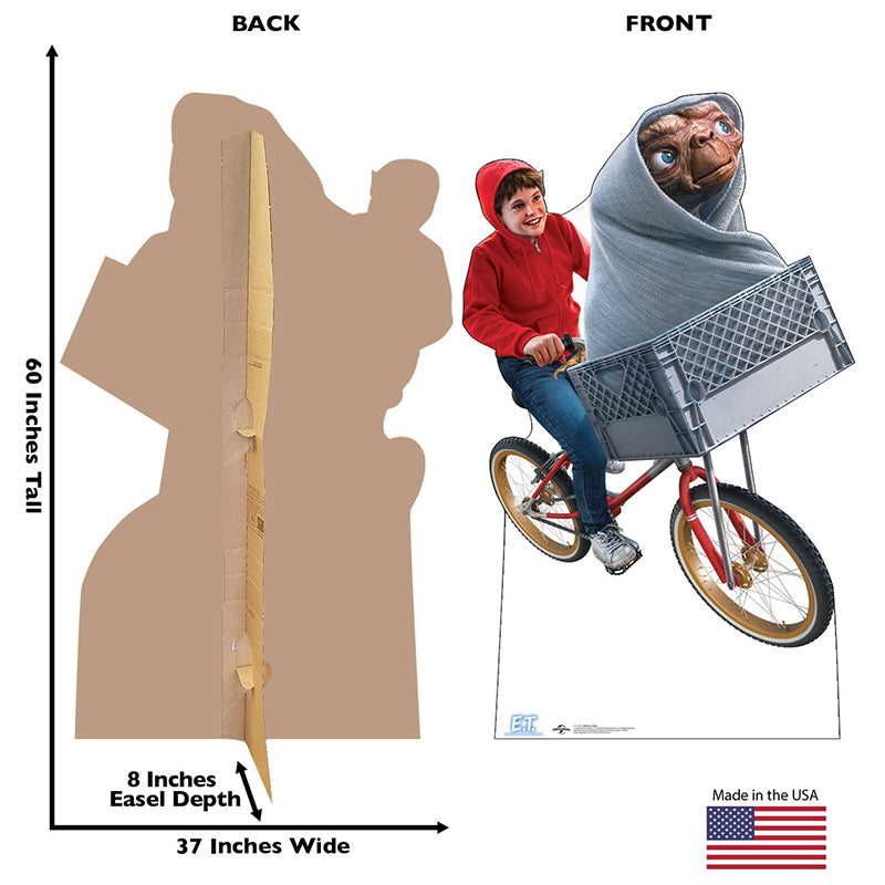 E. T. AND ELLIOTT ON BIKE "E. T. the Extra-Terrestrial" Cardboard Cutout Standup / Standee