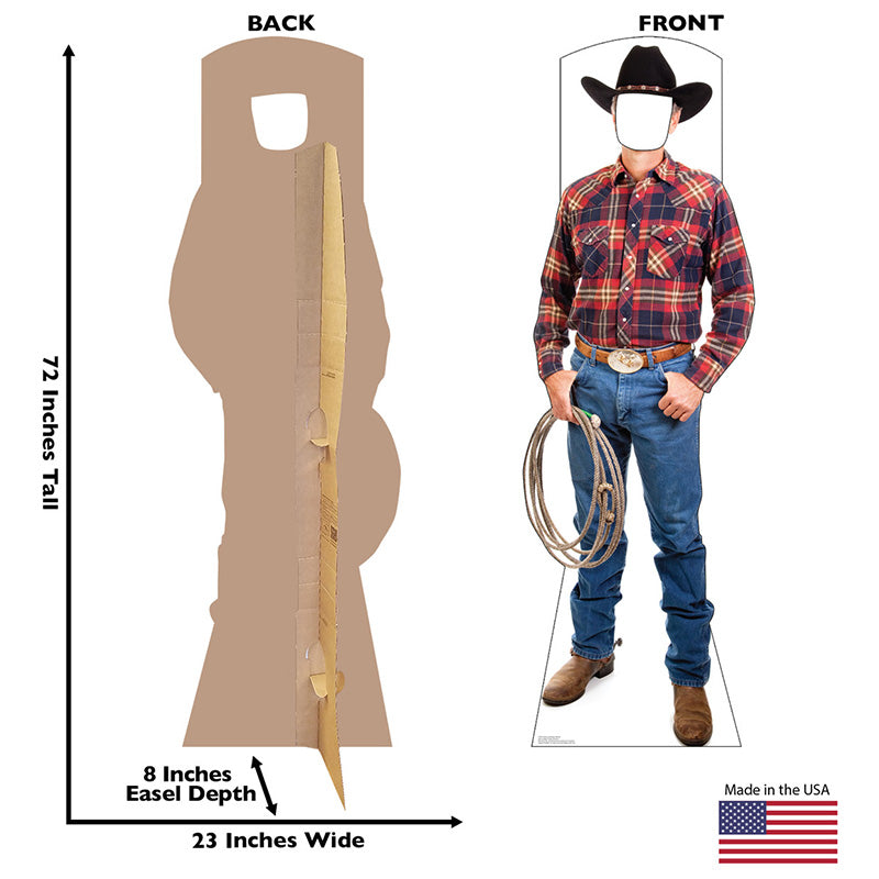 COWBOY WITH ROPE STAND-IN Cardboard Cutout Standup / Standee