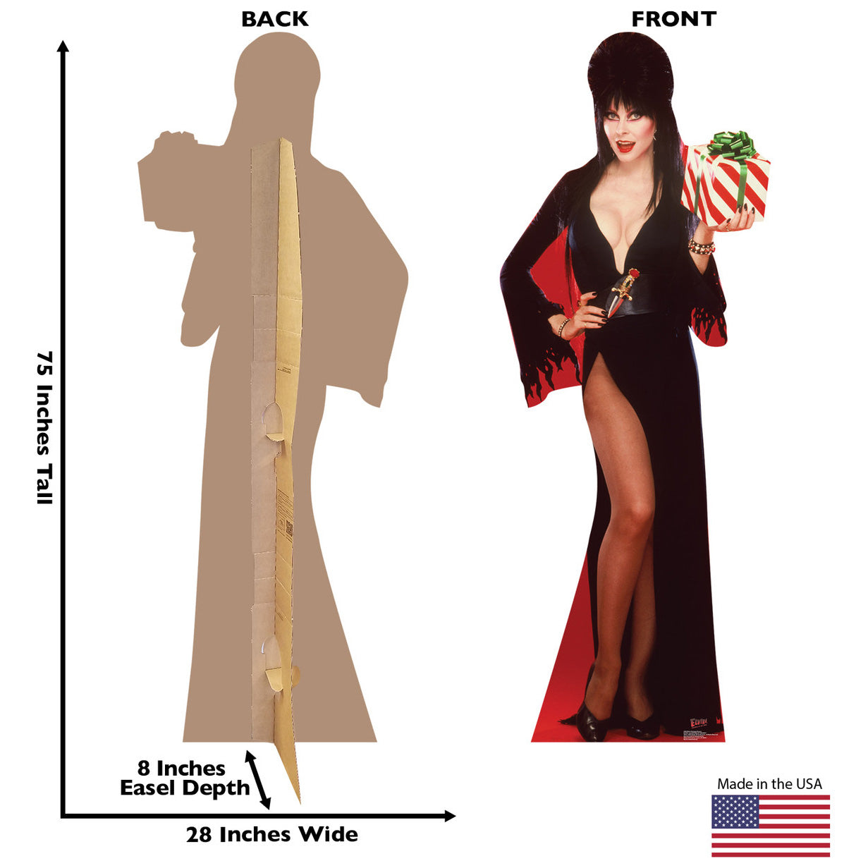 ELVIRA CHRISTMAS PRESENT Mistress of the Dark Cardboard Cutout Standup / Standee