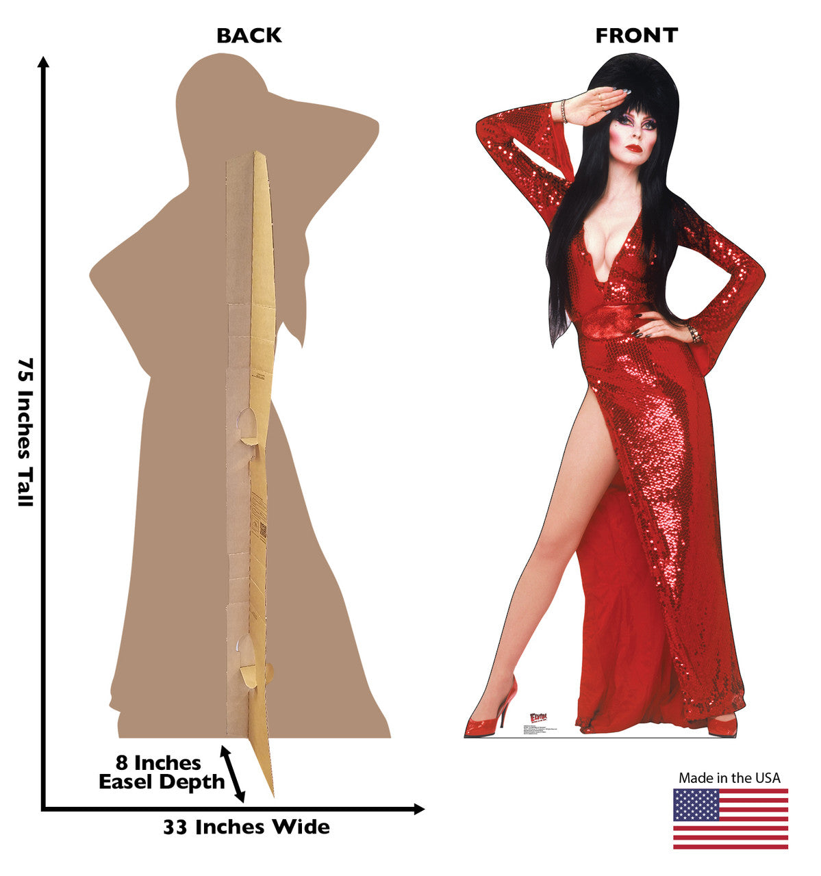 ELVIRA IS PATRIOTIC Mistress of the Dark Cardboard Cutout Standup / Standee