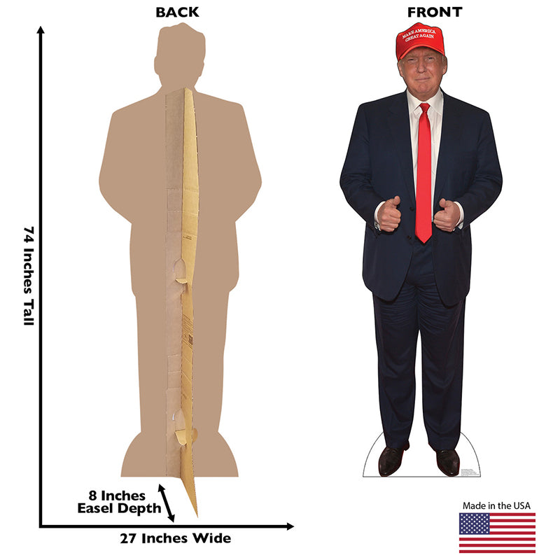 DONALD TRUMP WITH MAGA HAT Cardboard Cutout Standup / Standee