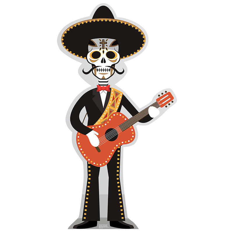 SKELETON GUITAR PLAYER Day of the Dead Cardboard Cutout Standup Standee - Front