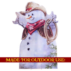 COWBOY SNOWMAN Plastic Outdoor Standup Standee