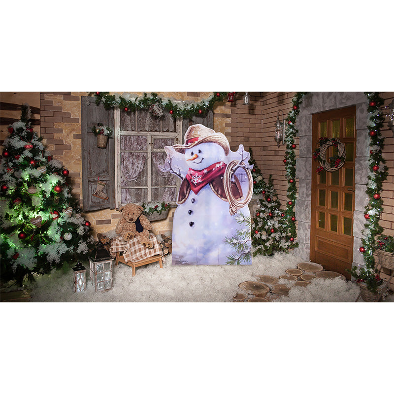 COWBOY SNOWMAN Plastic Outdoor Standup Standee - Example