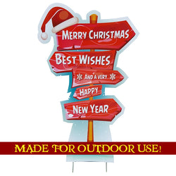 MERRY CHRISTMAS SIGNPOST Plastic Outdoor Standup Standee