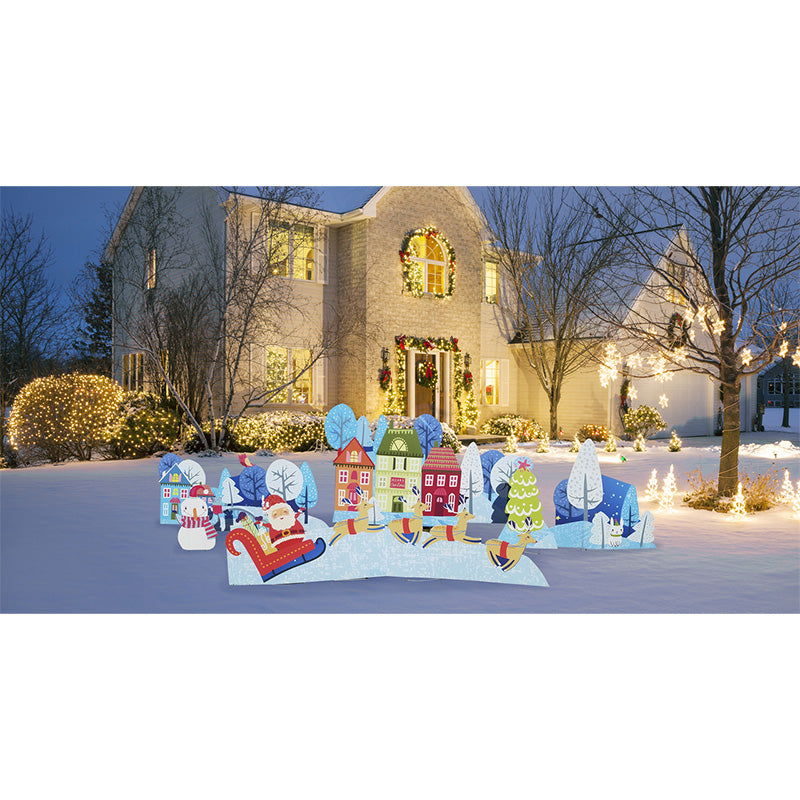 CHRISTMAS VILLAGE Set of Plastic Outside Standups Standees - Example