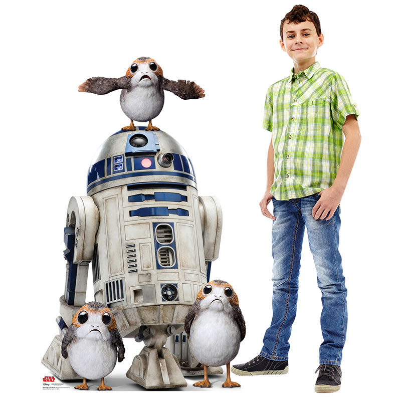 R2-D2 WITH PORGS "Star Wars VIII: The Last Jedi" Lifesize Cardboard Cutout Standup Standee - Example