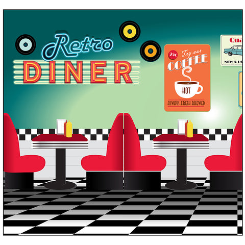 1950s PARTY BACKDROP Cardboard Cutout Standup Standee - Front