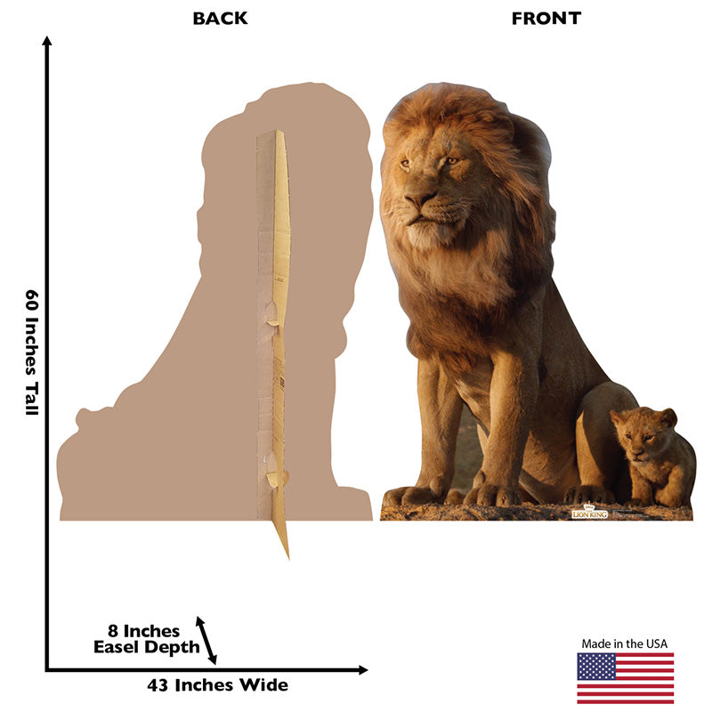 KING MUFASA & YOUNG SIMBA "The Lion King (2019)" Lifesize Cardboard Cutout Standup Standee - Back