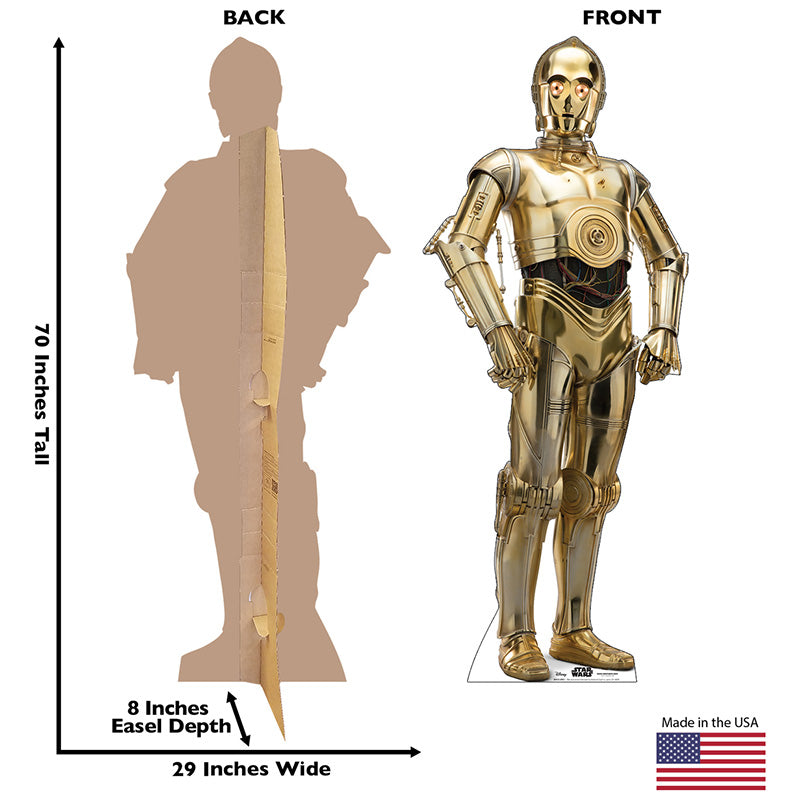 C-3PO "Star Wars: The Rise of Skywalker" Lifesize Cardboard Cutout Standup Standee - Back