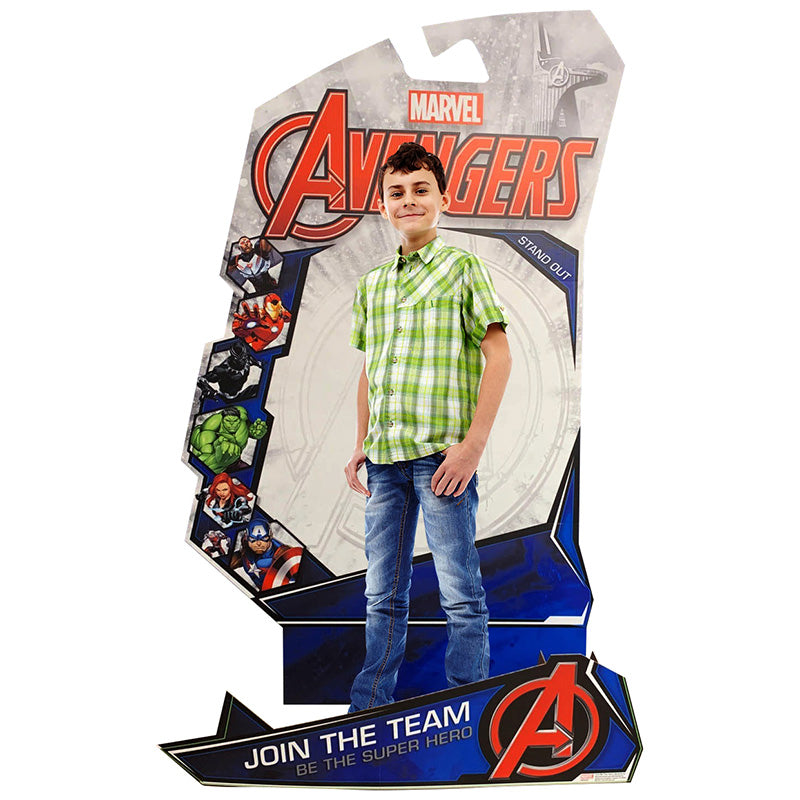 MARVEL AVENGERS "BE THE HERO" BACKDROP STAND-IN Cardboard Cutout Standup Standee - Example