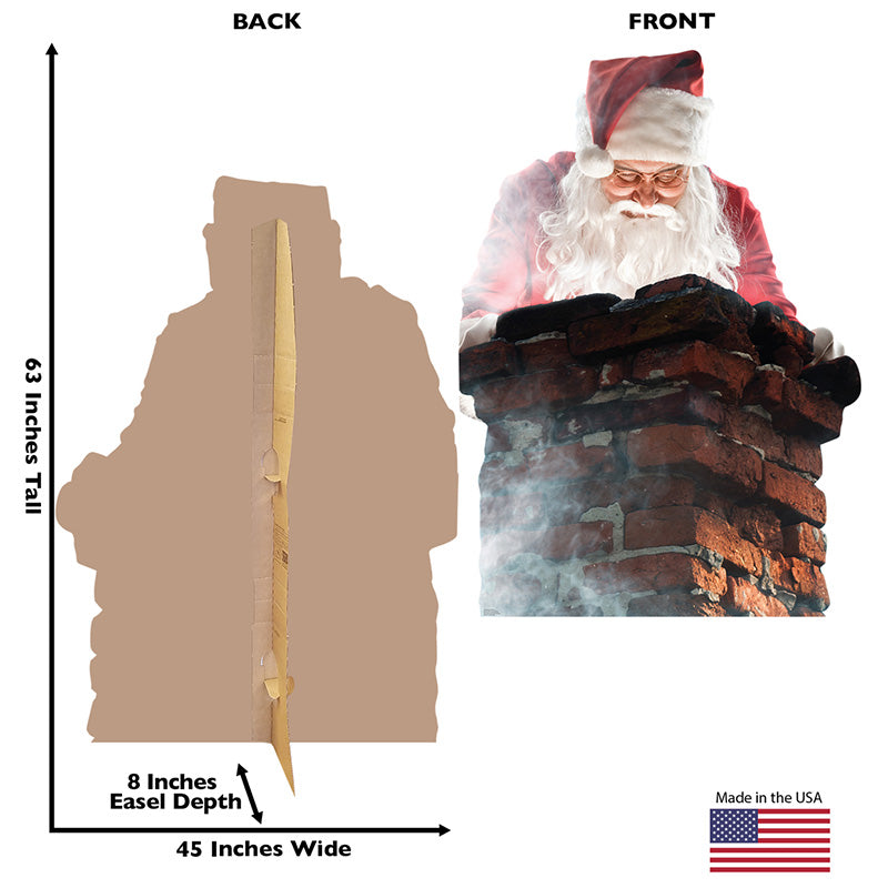 SANTA IN CHIMNEY Cardboard Cutout Standup / Standee