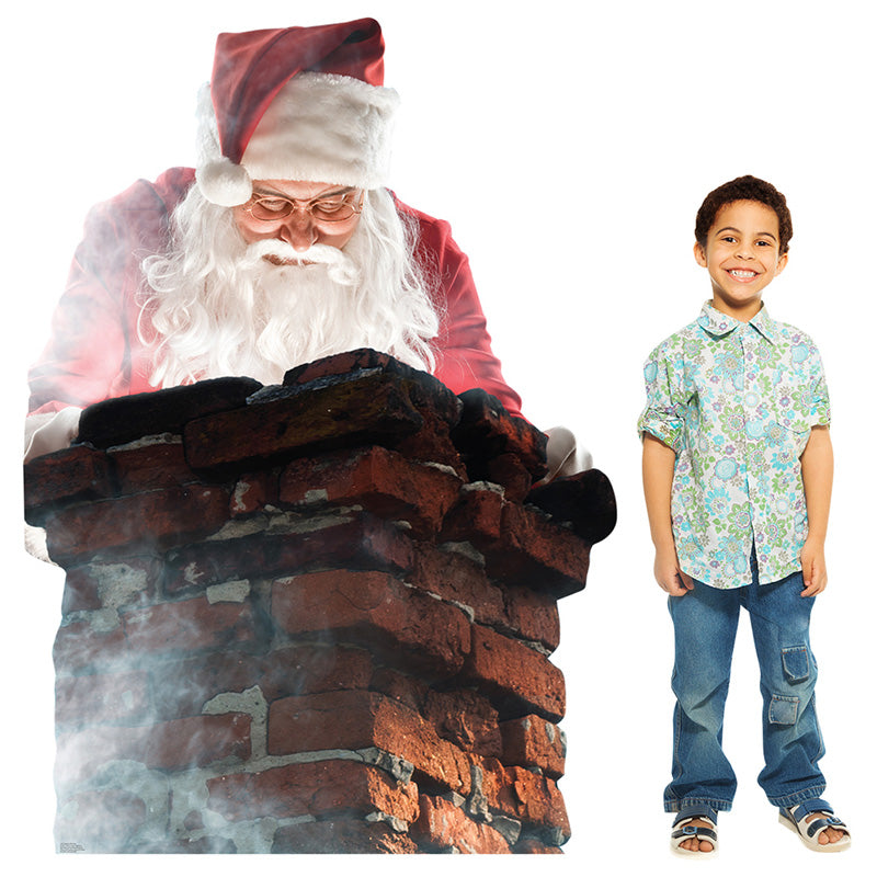SANTA IN CHIMNEY Cardboard Cutout Standup / Standee