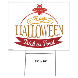 HALLOWEEN TRICK OR TREAT (OWL) Plastic Outdoor Yard Sign Standup / Standee