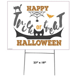 HALLOWEEN TRICK OR TREAT (BAT) Plastic Outdoor Yard Sign Standup / Standee