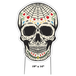 DAY OF THE DEAD SKULL Plastic Outdoor Yard Sign Standup / Standee
