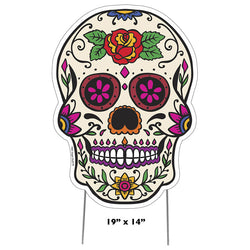 DAY OF THE DEAD SKULL Plastic Outdoor Yard Sign Standup / Standee