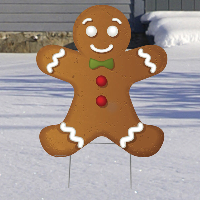 GINGERBREAD MAN Plastic Outdoor Yard Sign Standup / Standee