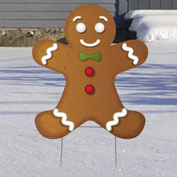 GINGERBREAD MAN Plastic Outdoor Yard Sign Standup / Standee