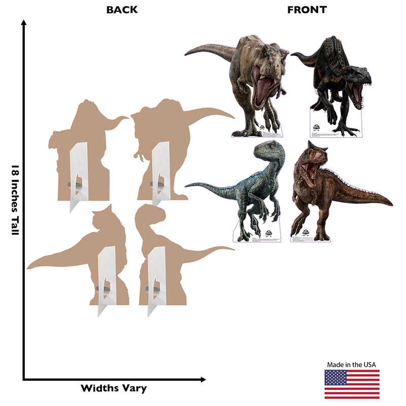 JURASSIC WORLD SET OF 4 MINI-STANDEES "Jurassic World" Cardboard Cutout Standup / Standee