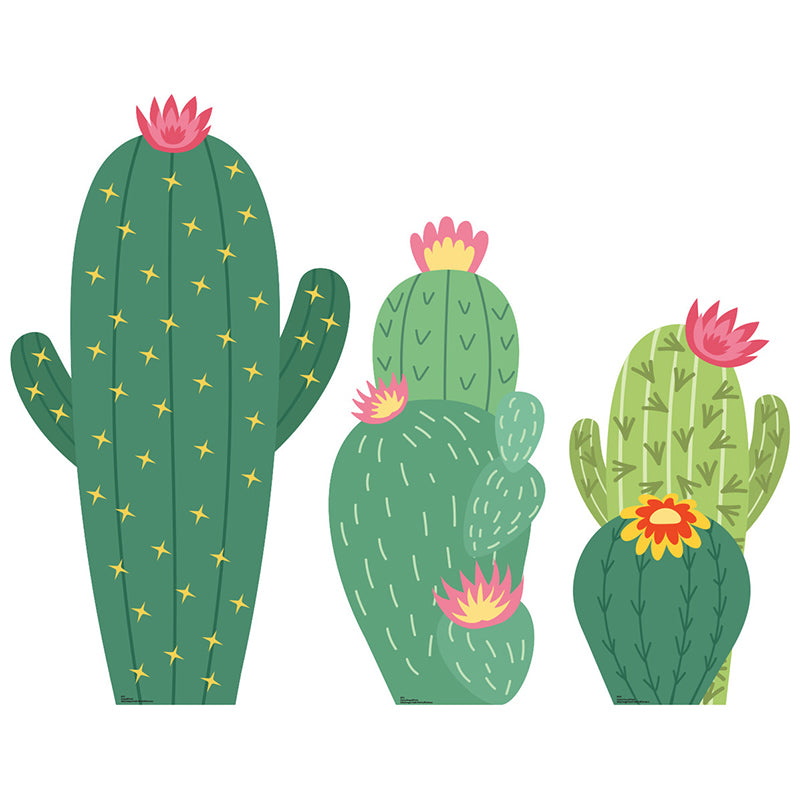 3-PIECE CACTUS SET of Cardboard Cutout Standups / Standees