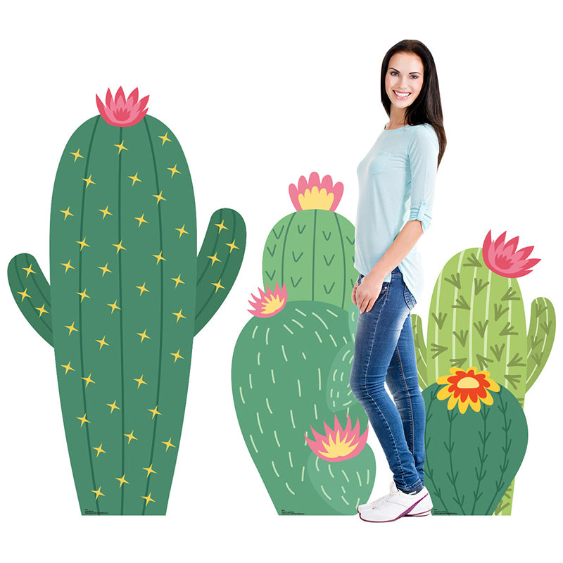 3-PIECE CACTUS SET of Cardboard Cutout Standups / Standees