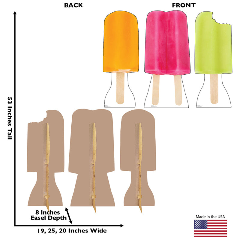 3-PIECE POPSICLE SET of Cardboard Cutout Standups / Standees