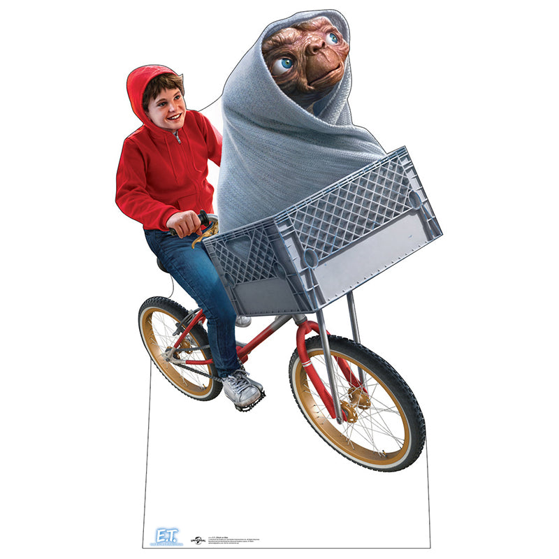 E. T. AND ELLIOTT ON BIKE "E. T. the Extra-Terrestrial" Cardboard Cutout Standup / Standee