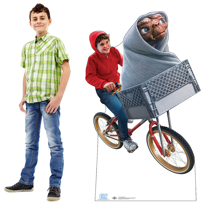E. T. AND ELLIOTT ON BIKE "E. T. the Extra-Terrestrial" Cardboard Cutout Standup / Standee