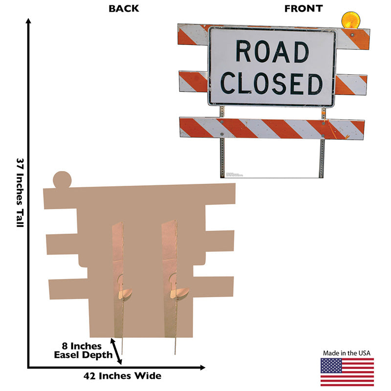 ROAD CLOSED SIGN Cardboard Cutout Standup / Standee