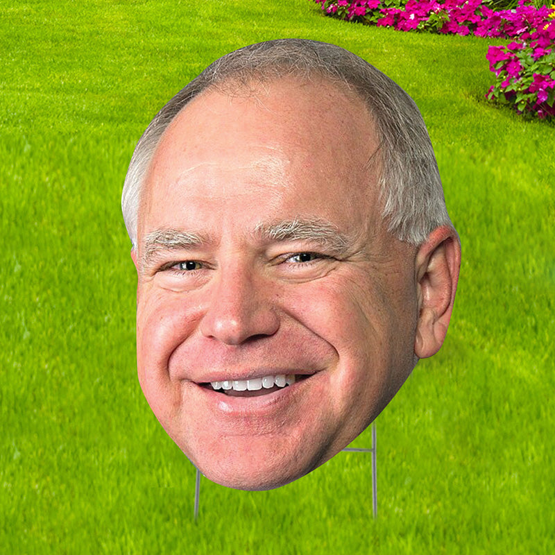 BIG HEAD TIM WALZ Plastic Outdoor Yard Sign Standup / Standee