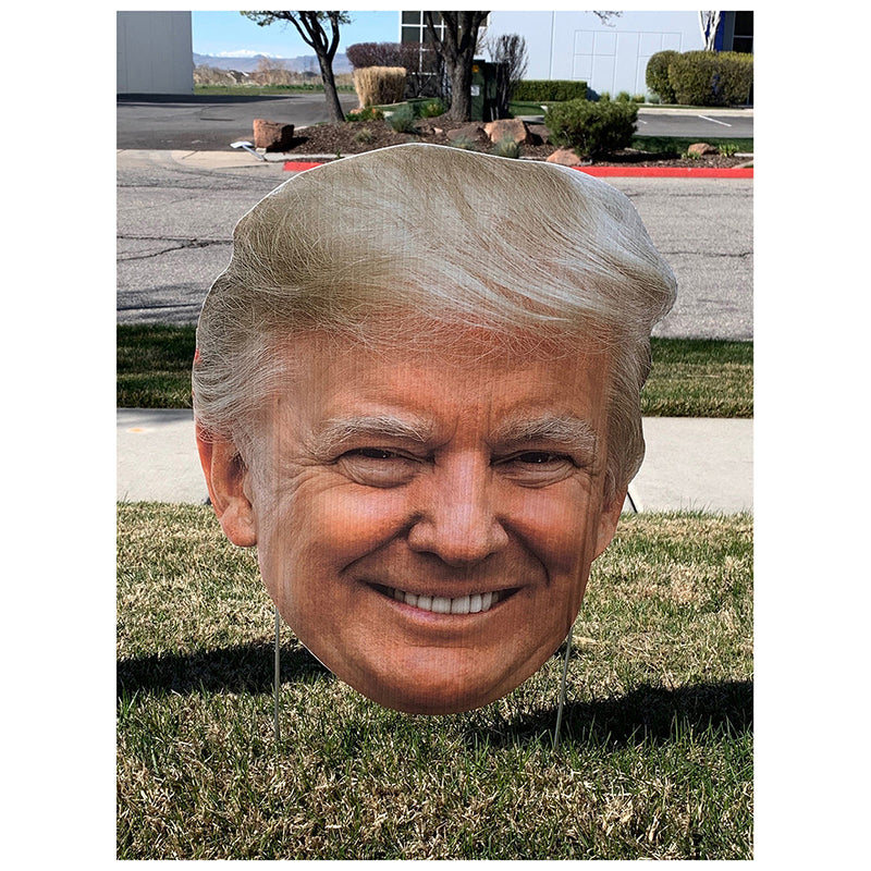 BIG HEAD DONALD TRUMP Plastic Outdoor Yard Sign Standup / Standee