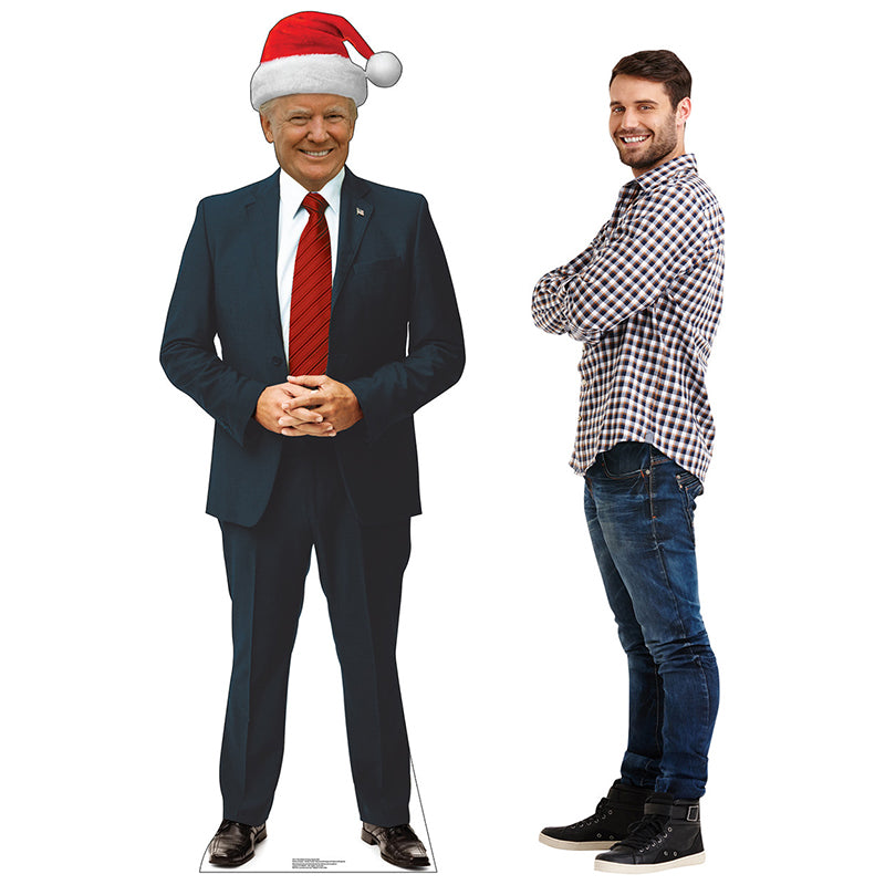 DONALD TRUMP WITH SANTA HAT U. S. President Cardboard Cutout Standup / Standee