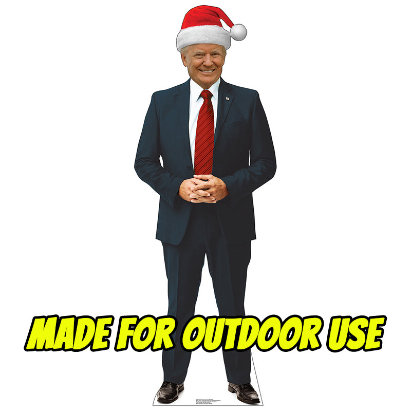 DONALD TRUMP WITH SANTA HAT Plastic Outdoor Yard Sign Standup / Standee