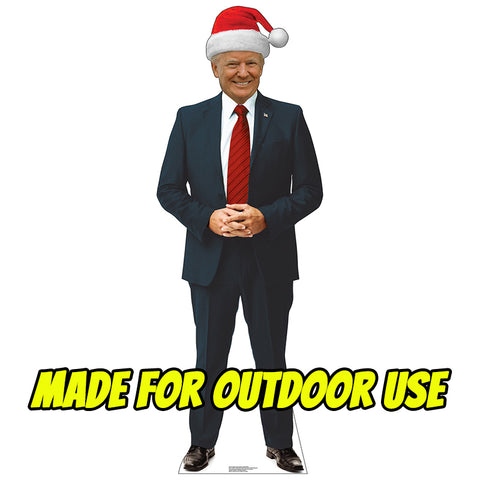 DONALD TRUMP WITH SANTA HAT Plastic Outdoor Yard Sign Standup / Standee