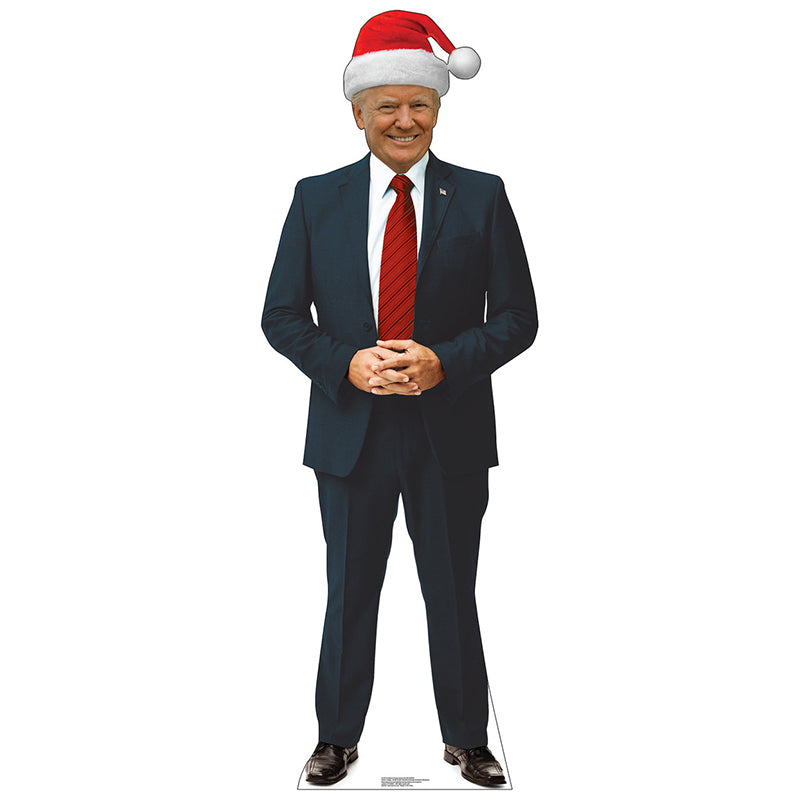 DONALD TRUMP WITH SANTA HAT Plastic Outdoor Yard Sign Standup / Standee