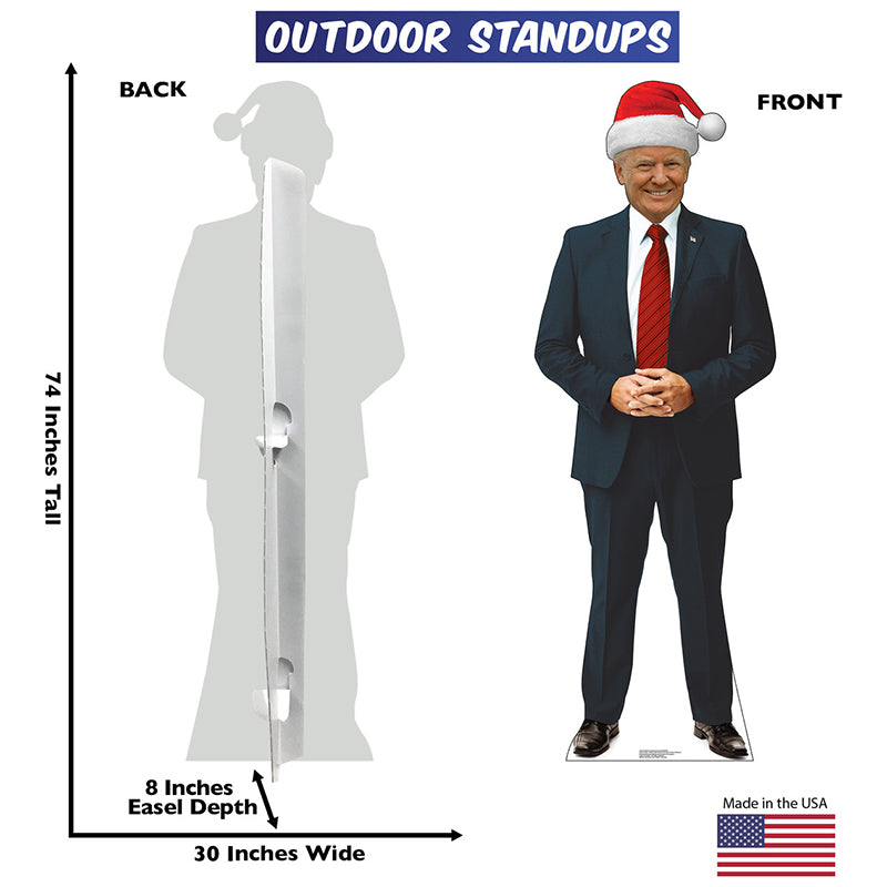 DONALD TRUMP WITH SANTA HAT Plastic Outdoor Yard Sign Standup / Standee