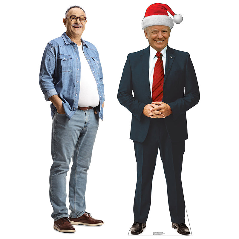 DONALD TRUMP WITH SANTA HAT Plastic Outdoor Yard Sign Standup / Standee