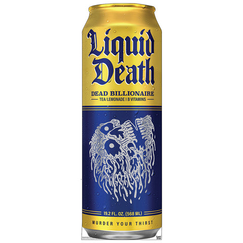 DEAD BILLIONAIRE Liquid Death Cardboard Cutout Standup / Standee