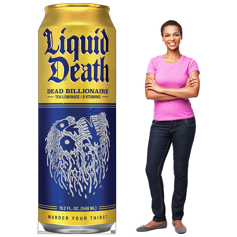 DEAD BILLIONAIRE Liquid Death Cardboard Cutout Standup / Standee