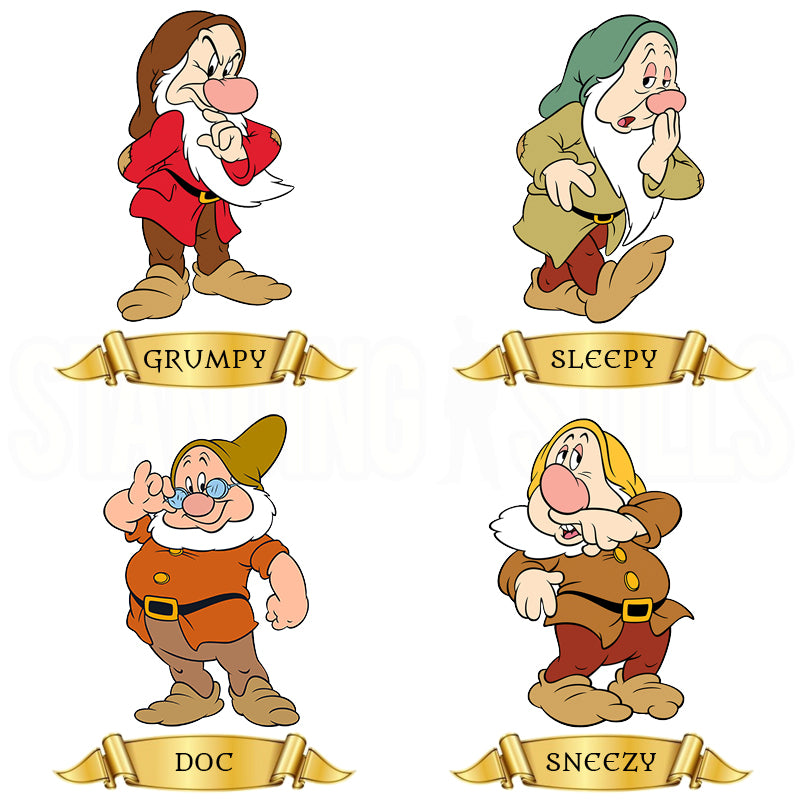 DWARFS 7-PIECE SET "Snow White and the Seven Dwarfs" Cardboard Cutout Standups / Standees
