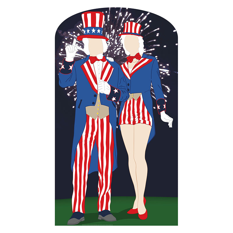 AUNT & UNCLE SAM STAND-IN Lifesize Cardboard Cutout Standup Standee - Front