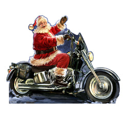 SANTA ON MOTORCYCLE by Dona Gelsinger Cardboard Cutout Standup Standee - Front
