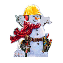 SNOWMAN CONSTRUCTION WORKER by Dona Gelsinger Cardboard Cutout Standup Standee - Front