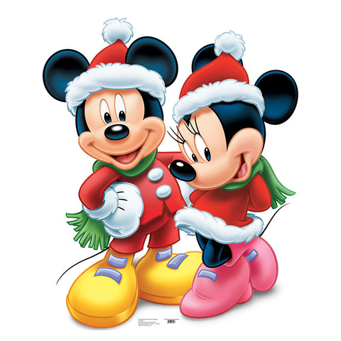 MICKEY & MINNIE MOUSE CHRISTMAS Cardboard Cutout Standup Standee - Front