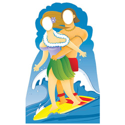 SURFING COUPLE STAND-IN Lifesize Cardboard Cutout Standup Standee - Front