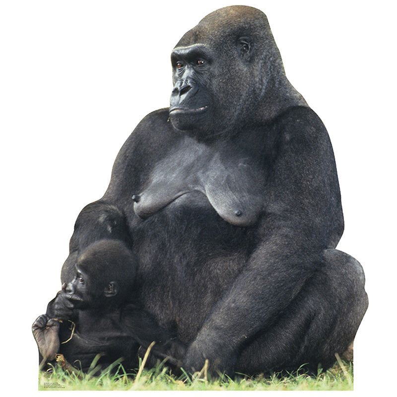GORILLA MOTHER AND BABY Lifesize Cardboard Cutout Standup Standee - Front