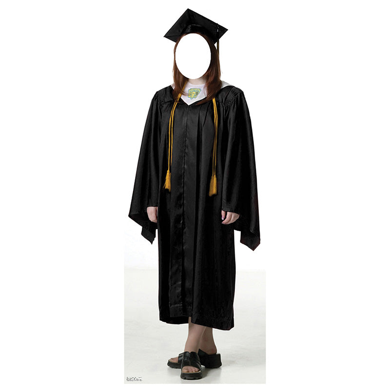 FEMALE GRADUATE IN BLACK GOWN STAND-IN Lifesize Cardboard Cutout Standup Standee - Front