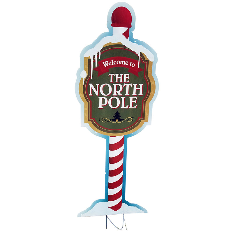 NORTH POLE SIGN Plastic Outdoor Standup Standee - Front