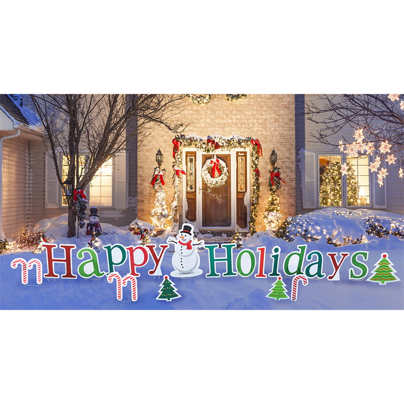 HAPPY HOLIDAYS Plastic Outdoor Yard Sign Standup / Standee Set ...